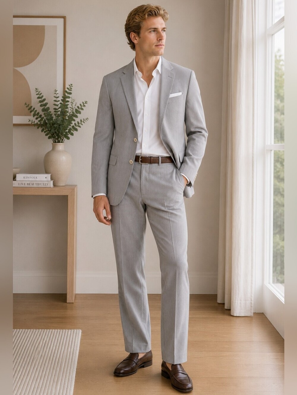 Carolina Herrera Gray Pinstripe Classic Suit for Formal Occasions